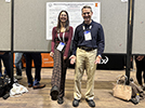 Michelle kicking (for some unknown reason) near her poster at the ACS Midwest/Great Lakes Regional Meeting in St. Louis, October 2023